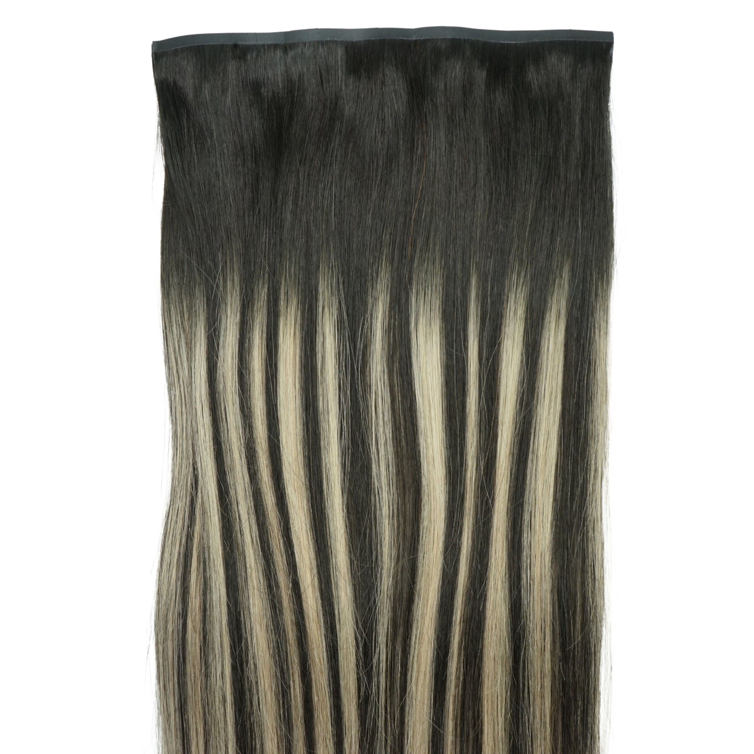 SILVER HIGHLIGHTS ON ROOTED BLACK HAIR